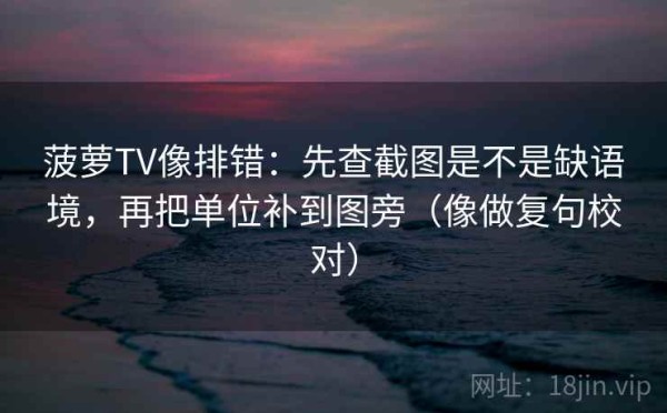 菠萝TV像排错：先查截图是不是缺语境，再把单位补到图旁（像做复句校对）
