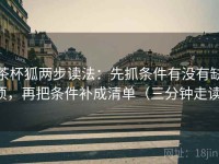 茶杯狐两步读法：先抓条件有没有缺项，再把条件补成清单（三分钟走读）