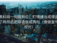 黑料网一句话到位：盯情绪当成理由了吗然后把导语拆成两句（像做复句校对）