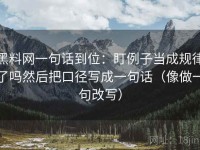 黑料网一句话到位：盯例子当成规律了吗然后把口径写成一句话（像做一句改写）