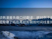 读韩漫屋先做口径翻译：核对例子当成规律了吗后再把剪辑按时间线重排