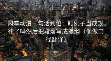风车动漫一句话到位：盯例子当成规律了吗然后把段落写成提纲（像做口径翻译）